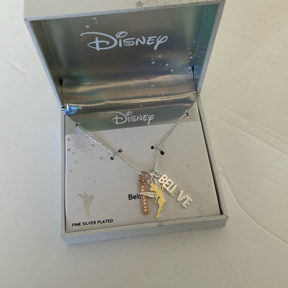 Disney Classics Jewelry | Tinker Bell “Believe” | Tri-Tone Pendant Necklace - Picture 11 of 13